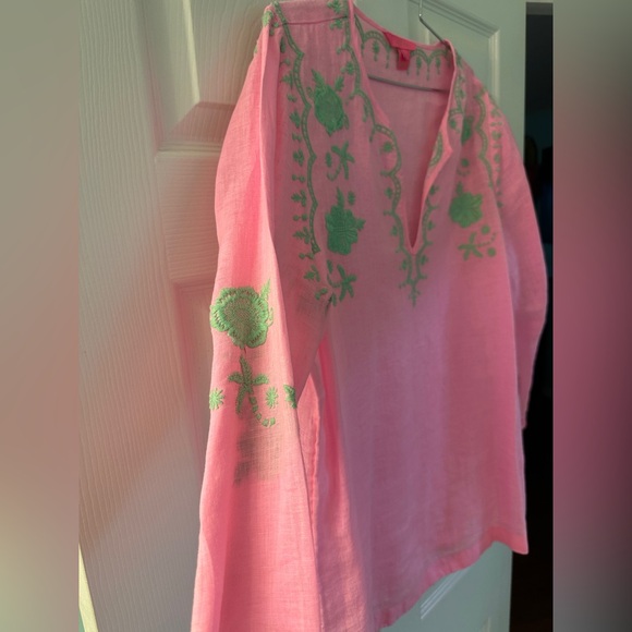 Lilly Pulitzer Pink Tunic with Green Embroidery - Picture 3 of 5
